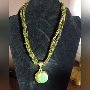 Jade Inspired Peacock Green Necklace